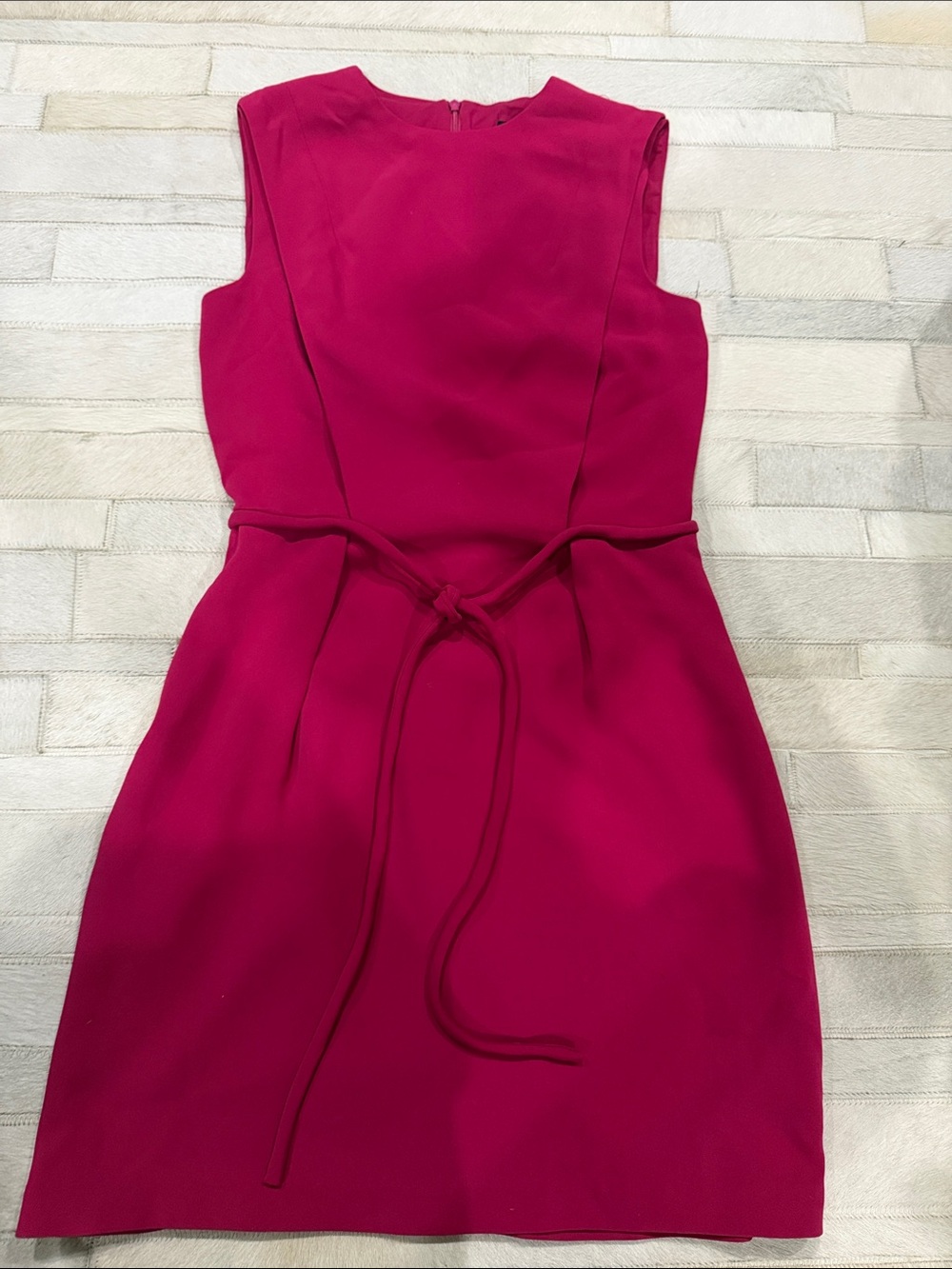 Armani Exchange Sleeveless Magenta Tie-Waist Mini Dress